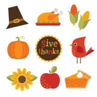 Cute Autumn Fall Thanksgiving Wall Decal Sticker Set