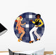 Couple dressed in 1970s fashion dancing disco Wall Decal