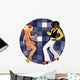 Couple dressed in 1970s fashion dancing disco Wall Decal