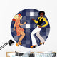 Couple dressed in 1970s fashion dancing disco Wall Decal