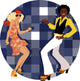 Couple dressed in 1970s fashion dancing disco Wall Decal