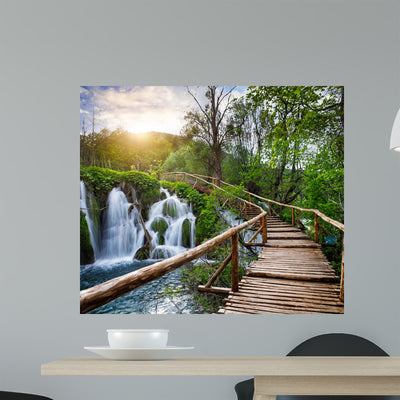 Beautiful View Of Waterfalls In Plitvice Lakes National Park. Wall Decal shown on a wall