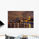 Big Ben and Westminster Bridge at night, London, UK Wall Decal