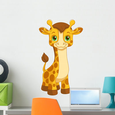 Giraffe Wall Decal shown on a wall