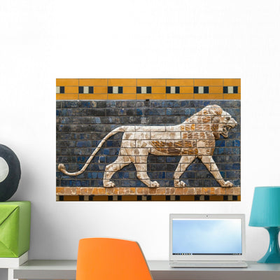 Mosaic Of A Lion On The Ishtar Gate Wall Decal shown on a wall