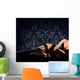 Young, sexy and beautiful woman in underwear in the bed over ret Wall Decal