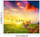 Colorful butterflies flying over spring meadow with flowers Wall Decal