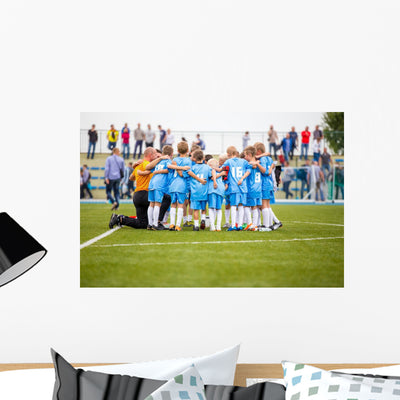 Football Match For Children. Shout Team, Soccer Game Wall Decal shown on a wall