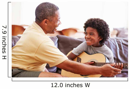 Grandfather Teaching Grandson To Play Guitar Wall Decal