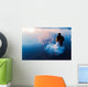 bride and groom on the water in the lake, trash the dress Wall Decal