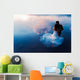 bride and groom on the water in the lake, trash the dress Wall Decal