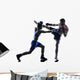 woman boxer boxing man kickboxing silhouette isolated Wall Decal