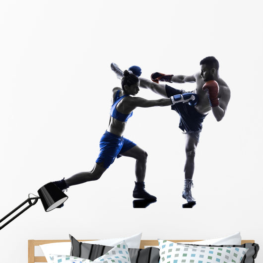 Vinyl Wall Decal Boxing Gym Kick Boxer Girl Sport Fitness Center Stick —  Wallstickers4you