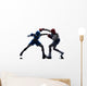 woman boxer boxing man kickboxing silhouette isolated Wall Decal