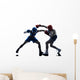 woman boxer boxing man kickboxing silhouette isolated Wall Decal