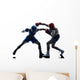 woman boxer boxing man kickboxing silhouette isolated Wall Decal