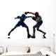 woman boxer boxing man kickboxing silhouette isolated Wall Decal