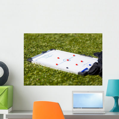 Soccer Football Strategy Planning Board. Tactic Training Session Wall Decal shown on a wall