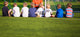 Football soccer match for children. Kids breiefing with trainer Wall Decal