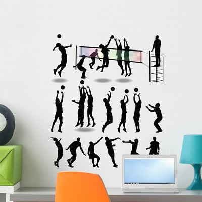 Volleyball Player Wall Decal shown on a wall