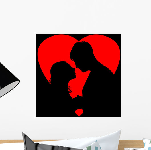 silhouette loving couple Wall Decal