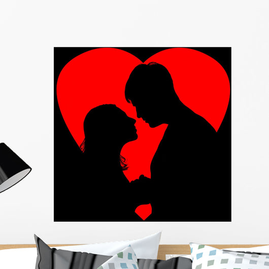 silhouette loving couple Wall Decal
