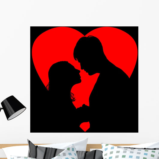 silhouette loving couple Wall Decal