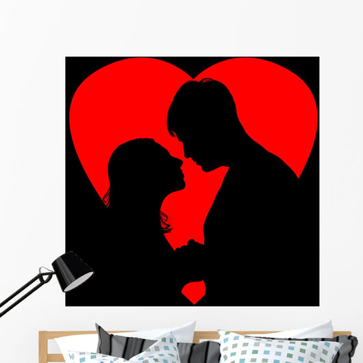silhouette loving couple Wall Decal