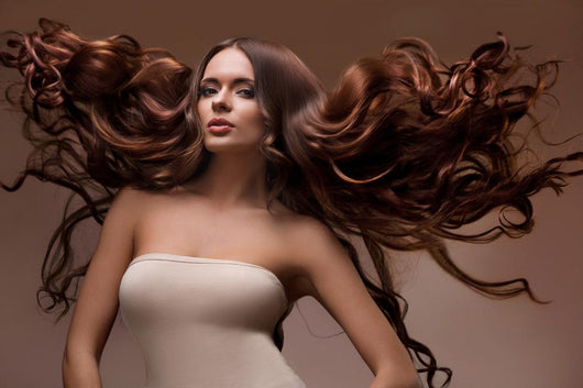 Portrait of Beautiful Woman with Long flying Hair. Wall Decal