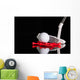 Golf putter and gold equipments on the black glass desk Wall Decal