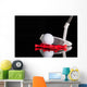Golf putter and gold equipments on the black glass desk Wall Decal