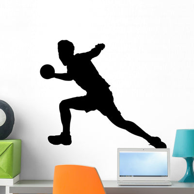 Handball Player Wall Decal shown on a wall