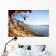 Female rock climber falling of a cliff while lead climbing Wall Decal