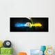 Man holding colorful glowing data in his hands Wall Decal