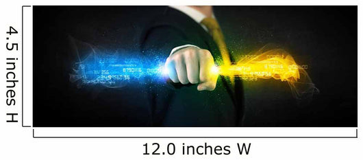 Man holding colorful glowing data in his hands Wall Decal