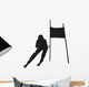 Vector silhouette of the skier passing gate Wall Decal
