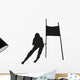 Vector silhouette of the skier passing gate Wall Decal