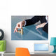 Businesswoman building growing euro columns Wall Decal