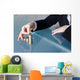 Businesswoman building growing euro columns Wall Decal