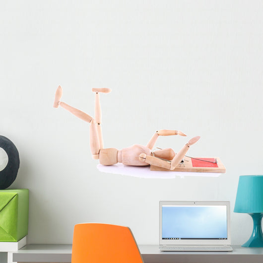 Mousetrap Captured Wooden Mannequin Wall Decal