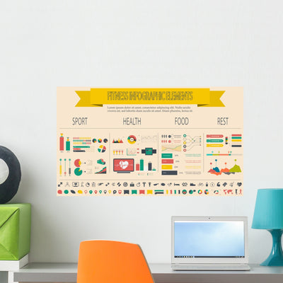 Healthy Lifestyle Infographic Wall Decal shown on a wall