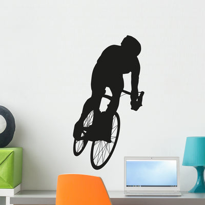 Vector Cyclist Road Cycling Wall Decal shown on a wall