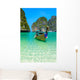 Long-tail boats in Maya Bay, Thailand Wall Decal