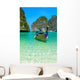 Long-tail boats in Maya Bay, Thailand Wall Decal