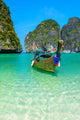 Long-tail boats in Maya Bay, Thailand Wall Decal