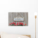 Welcome sign with row of mums by wood fence Wall Decal
