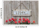 Welcome sign with row of mums by wood fence Wall Decal