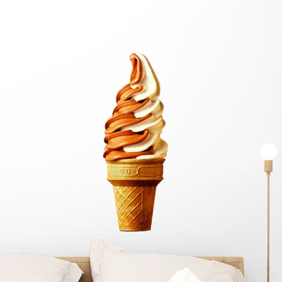 Mixed Flavor Ice Cream Cone 2 Wall Decal shown on a wall