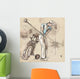 Golf Player - An hand drawn and painted illustration Wall Decal