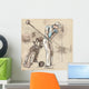 Golf Player - An hand drawn and painted illustration Wall Decal